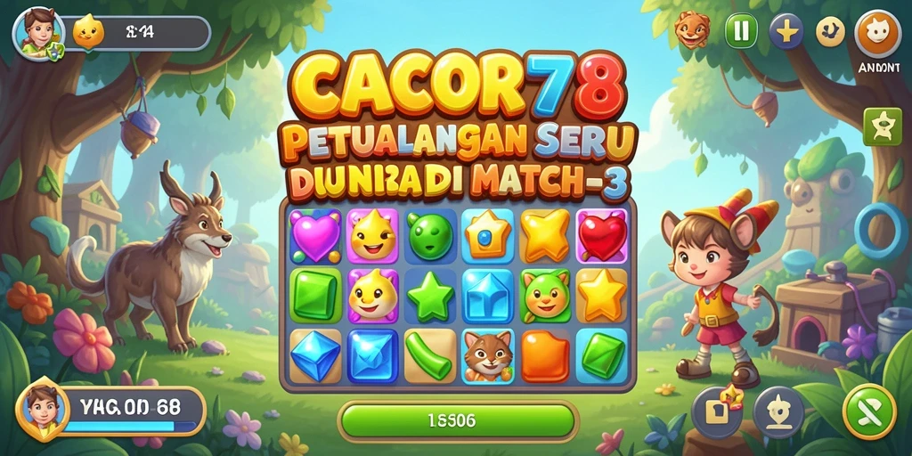 Screenshot gameplay CACOR78 yang memperlihatkan aksi seru match-3.