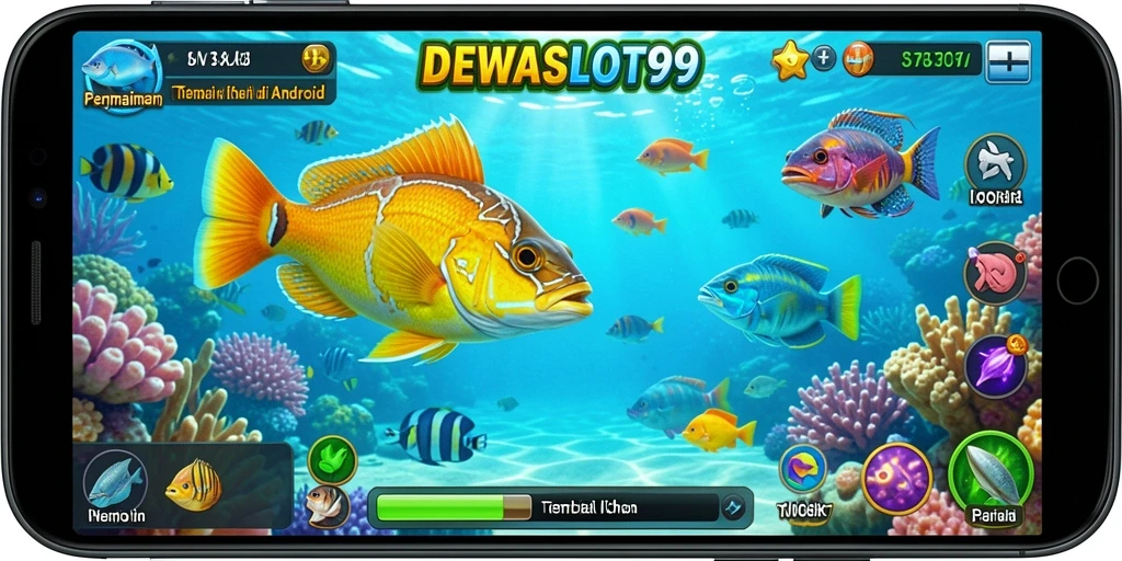 Tangkapan layar gameplay DEWASLOT99 menampilkan aksi menembak ikan yang seru.