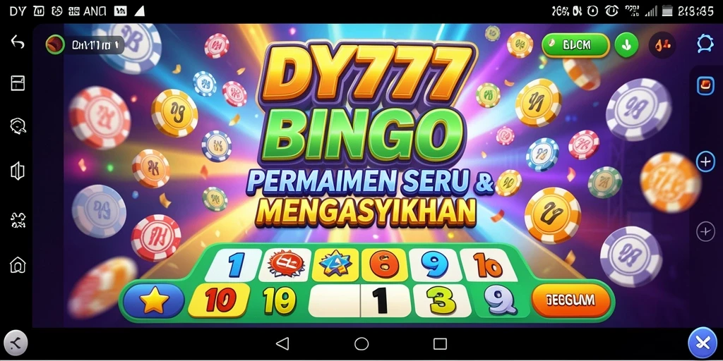Gambar utama DY777 menampilkan permainan Bingo yang seru dan penuh warna.