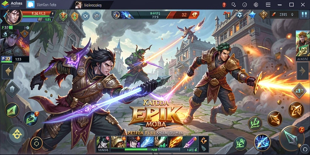 Tampilan aksi seru saat bermain F32 dengan karakter MOBA.