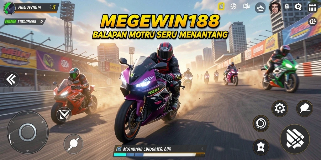 Tampilan menarik dari gameplay balapan motor di MEGEWIN188.