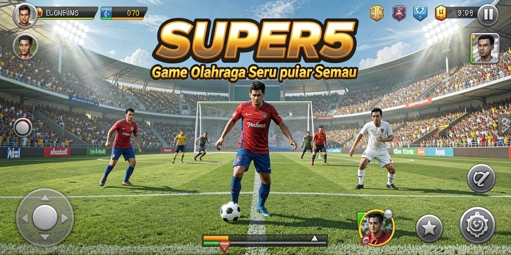 Tampilan gameplay <strong>SUPER5</strong> yang dinamis dan menarik.