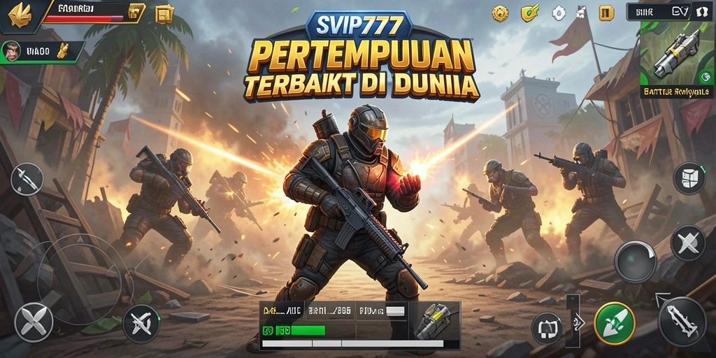 Screenshot gameplay SVIP777 menampilkan pertempuran seru di arena Battle Royale.