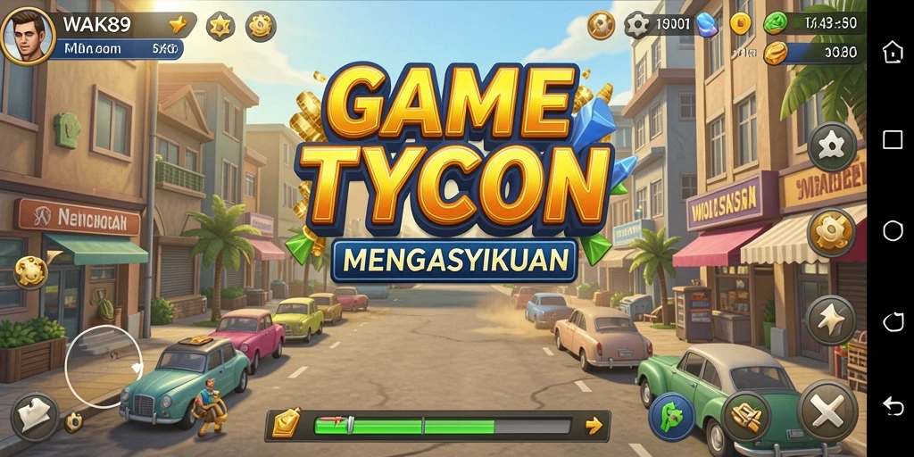 Screenshot utama WAK89 menampilkan tampilan seru gameplay Tycoon.